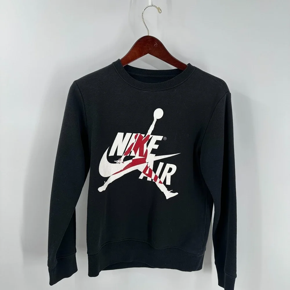 Nike Air Jordan Crew-Neck Youth Classics Pullover Sweatshirt‎ Black Size L